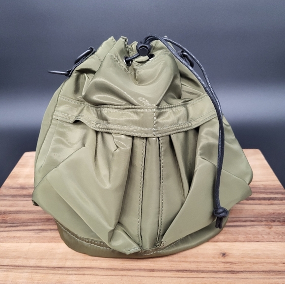 Nylon Army Green Bucket Crossbody Bag, 2 Straps Included, 10×12×5, NWOT - Picture 5 of 10